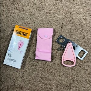 Portable travel Pink Door Lock with Case